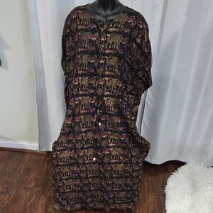Chic Patterned  Dress in Brown and Black